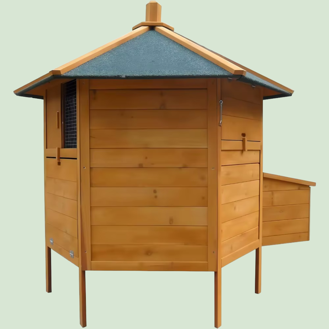 Poulailler bois 2–4 poules avec pondoir, toit étanche & rampe – 131×131×125 cm