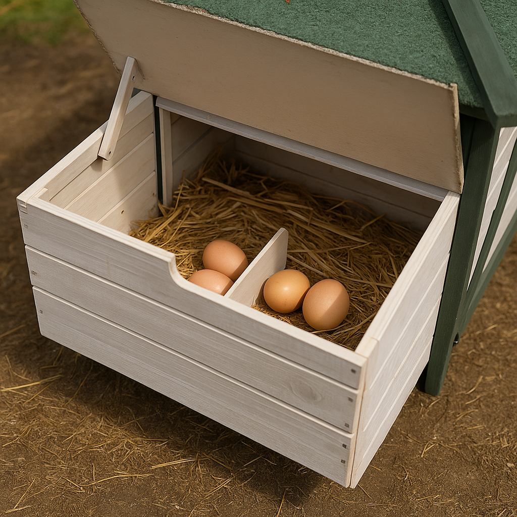 Poulailler 2-4 Poules avec Pondoir, Toit étanche et Enclos - 196×76×97