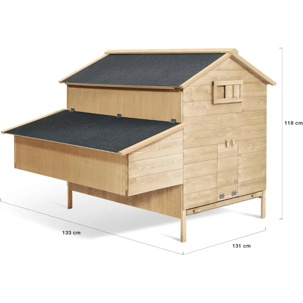 Poulailler XXL 6–10 poules, pondoir 3 cases – 133×131×118 cm