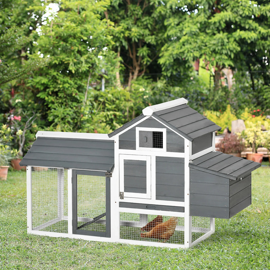 Poulailler 1-2 Poules avec pondoir et enclos – 150,5×54×87 cm