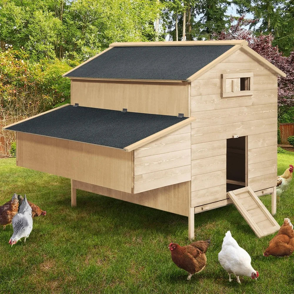 Poulailler XXL 6–10 poules, pondoir 3 cases – 133×131×118 cm