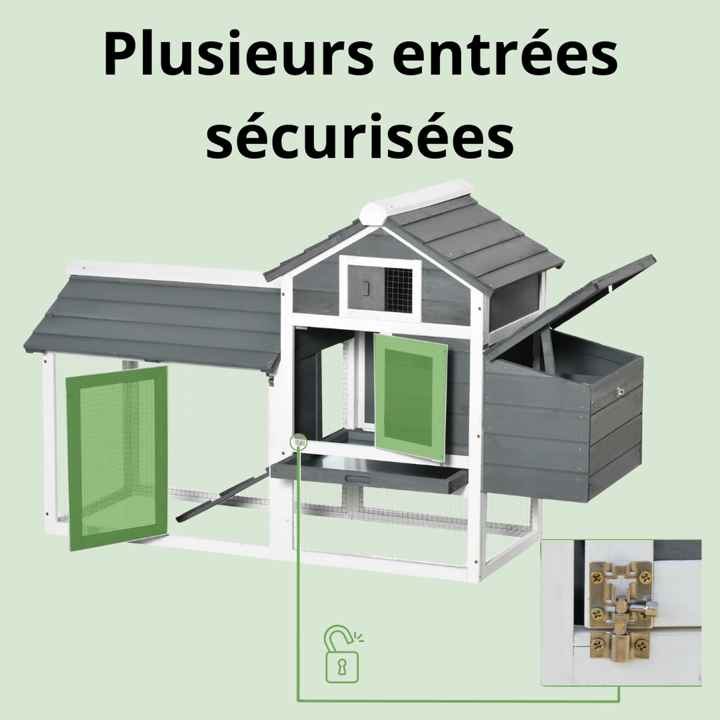 Poulailler 1-2 Poules avec pondoir et enclos – 150,5×54×87 cm