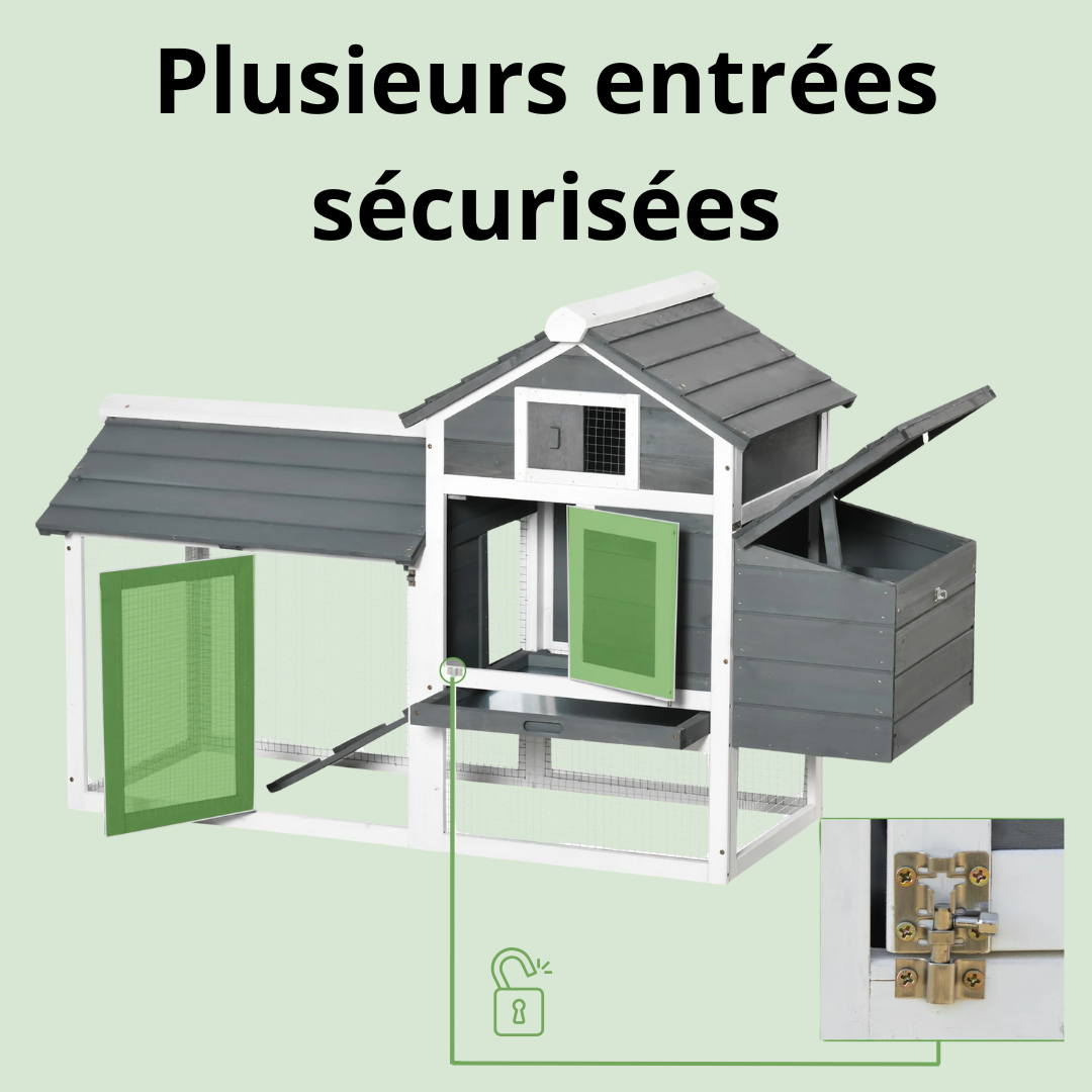 Poulailler 1-2 Poules avec pondoir et enclos – 150,5×54×87 cm