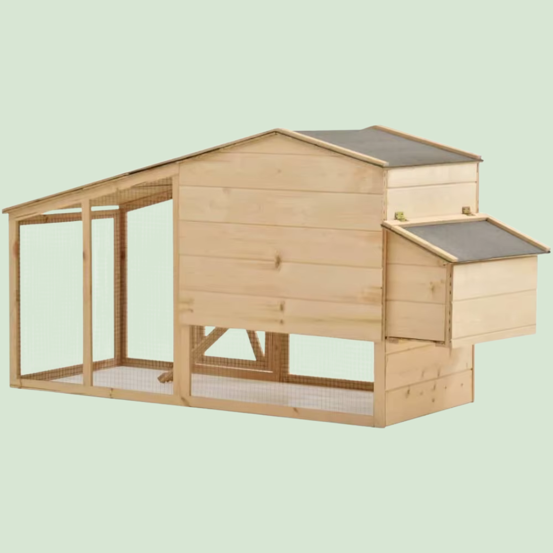 Poulailler 2–4 poules, toit étanche, plateau coulissant – 178×67×92 cm